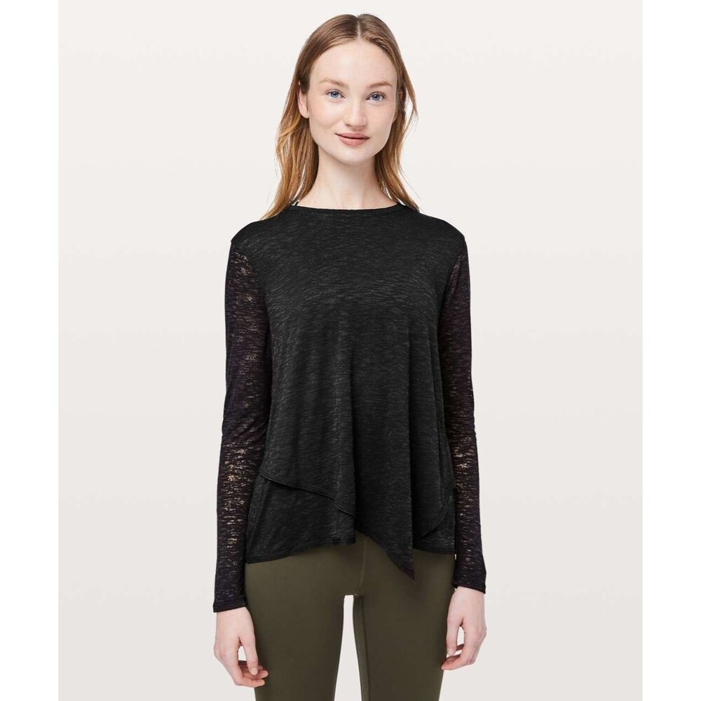 Lululemon Women’s Black Burnout Sweetest Day Long Sleeve Shirt Size 4 Athleisure